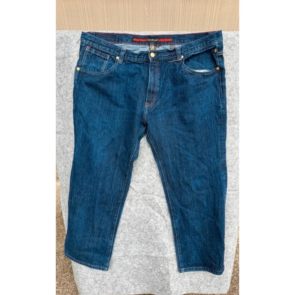 Cavi Mens Dark Wash Straight Leg Denim Jeans Gold Hardware Size 44